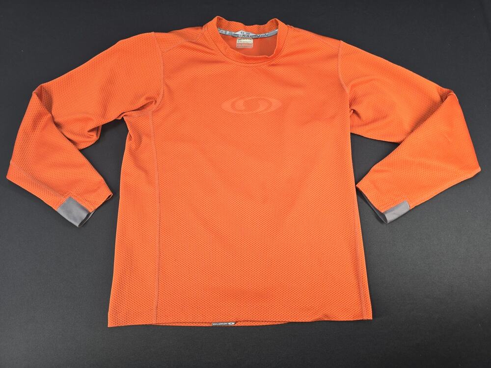 Salomon Long Sleeve Perform Base‎ Layer Shirt Orange Men Medium Moisture Wicking